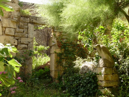 zicht vanaf terras aan de cour